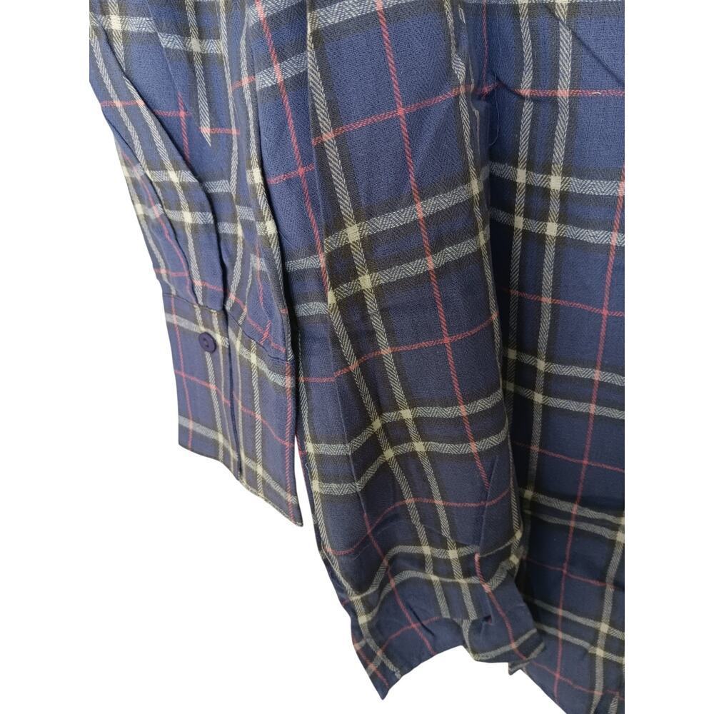 New Easel Los Angeles Oversized Off Shoulder Plaid Shirt Dress Cotton SZ M - Picture 15 of 16